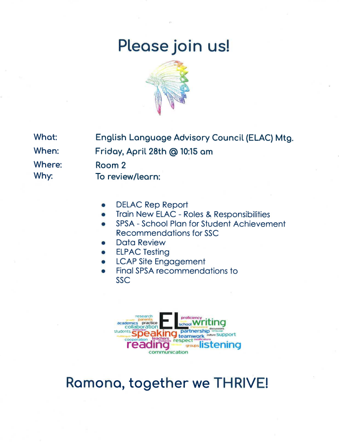 ELAC Meeting #4 Agenda